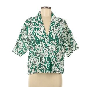 Entro Teal and White Floral Blouse